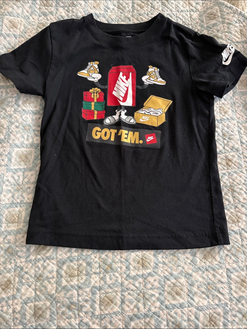 Nike Black Graphic Tee with Red, Yellow and Green Accents